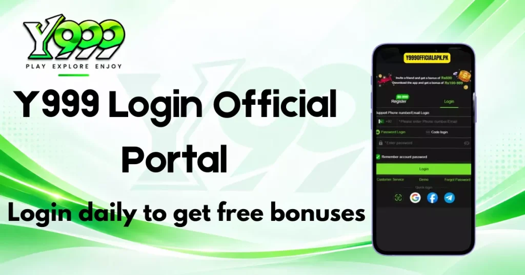 Y999 Login Official Portal to login daily and get free bonuses